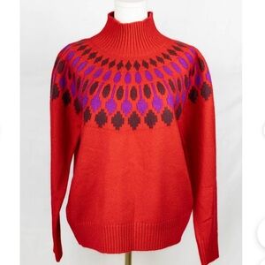 Ann Taylor Red and Purple Turtleneck Sweater